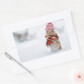 Winter Kerstmis Chipmunk Rechthoekige Sticker (Envelop)