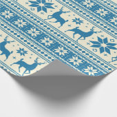 Winter Kerstmis Deer Blue Snowflake Patroon Cadeaupapier (Hoek)