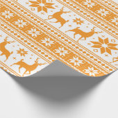 Winter Kerstmis Deer Oranje Snowflake Pattern Cadeaupapier (Hoek)