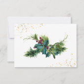 Winter Kerstmis Evergreen Holly Wedding RSVP Kaartje (Achterkant)