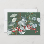 Winter Kerstmis Groen Drie Diner RSVP Kaartje (Achterkant)