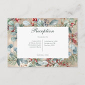 Winter Kerstmis Groen Goud Receptie Bruiloft Informatiekaartje (Voorkant)