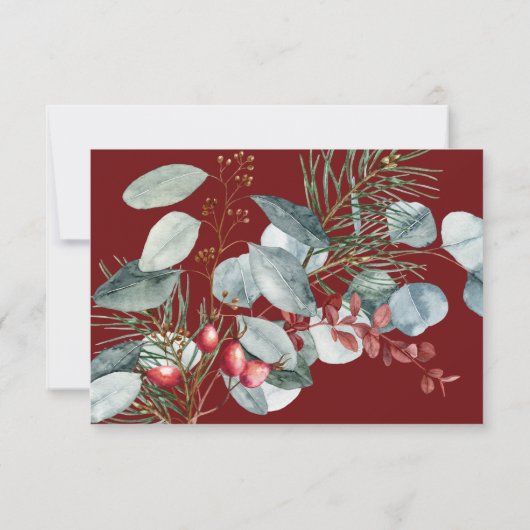 Winter Kerstmis Groen Rood Bruiloft QR Code RSVP Kaartje (Achterkant)