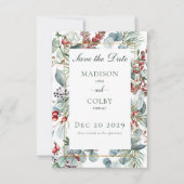 Winter Kerstmis Groen Save the Date (Voorkant)