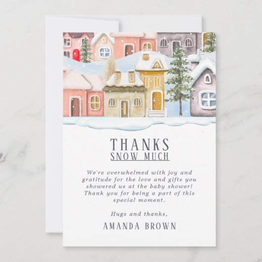 Winter Kerstmis Het duurt een dorp Dank u kaart (Voorkant)