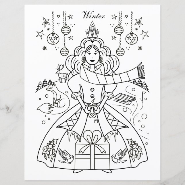 Winter Kerstmis Kleuring en Activiteitenblad (Voorkant)
