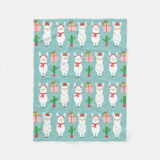 Winter Kerstmis Llamas | FEESTDAGEN Fleece Deken (Voorkant)