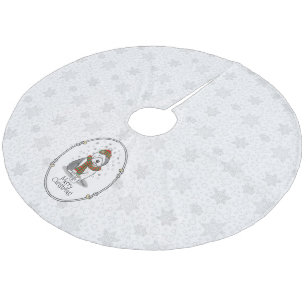 Winter Kerstmis Oud Engels Sheepdog Grey 1 Cute Fleece Kerstboom Rok