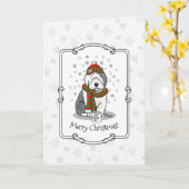 Winter Kerstmis Oud Engels Sheepdog Grey 1 Cute Kaart (Gele Bloem)