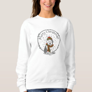 Winter Kerstmis Oud Engels Sheepdog Grey 1 Cute Trui