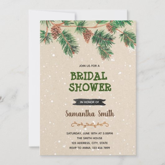 Winter Kerstmis pinecone-uitnodiging Kaart (Voorkant)