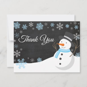 Winter Kerstmis Snowman Blue Hartelijk dank Bedankkaart