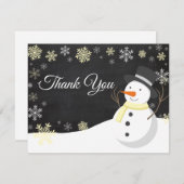 Winter Kerstmis Snowman Gele Dank u wel! Bedankkaart (Voorkant / Achterkant)