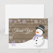 Winter Kerstmis Snowman Paars Dank je wel Bedankkaart (Voorkant / Achterkant)