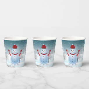 Winter Kerstmis Snowman Paper cup Papieren Bekers