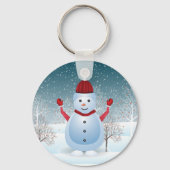 Winter Kerstmis Snowman Sleutelhanger (Voorkant)