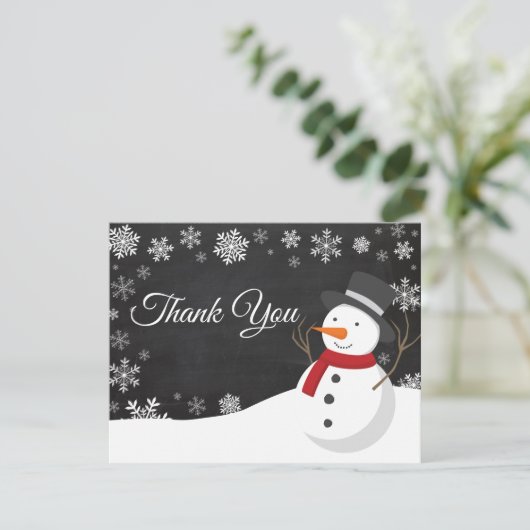 Winter Kerstmis Snowman Snowflake Hartelijk dank Bedankkaart (Staand voorkant)
