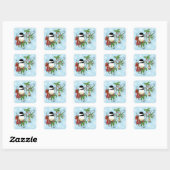 Winter-Kerstmis Vierkante Sticker (Vel)