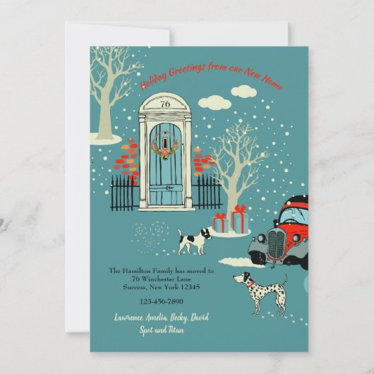 Winter Kerstmis Voorste deur Bewegingsaankondiging Kaart (Voorkant)