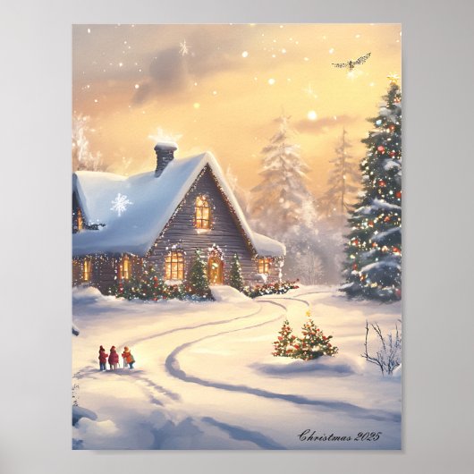 Winter Kerstmuur Kunst Prints (Voorkant)