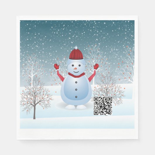 Winter-kerstsnowman-papier Napkin Servet (Voorkant)