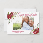 Winter Kerstvakantie Bourgondië Poinsettia Datum r Save The Date (Voorkant)