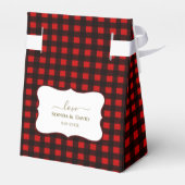 Winter Kerstvakantie Xmas Rood Buffalo Geruite Tro Bedankdoosjes (Achterkant)