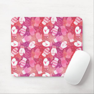 Winter Kerstwanten Patroon in Roze Muismat