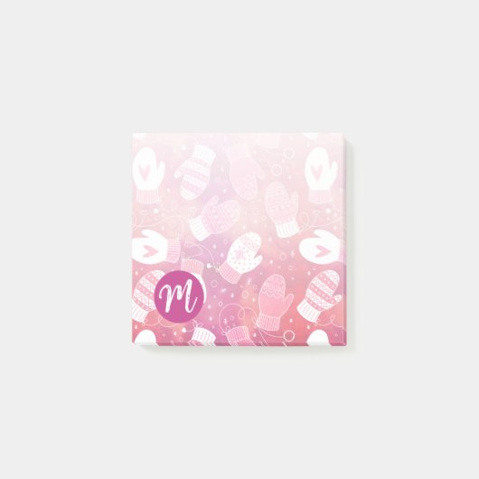 Winter Kerstwanten Patroon in Roze Post-it® Notes (Voorkant)