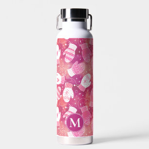 Winter Kerstwanten Patroon in Roze Waterfles