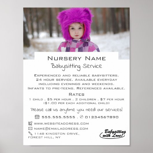 Winter Kind, Babysitter, Dagopvang, Nursery Advert Poster (Voorkant)