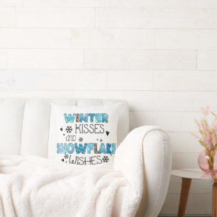 Winter Kisses en Snowflake WinterFeestdagen Kussen