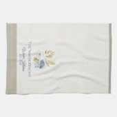 Winter Kitchen Floral Blueberries White Bloom Theedoek (Horizontaal)