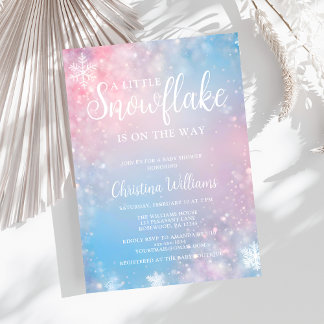 Winter Kleine Sneeuwvlokje Baby Shower Uitnodiging
