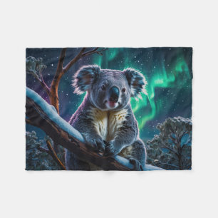 Winter Koala en Zuiderlicht Fleece Deken