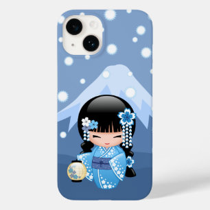 Winter Kokeshi Doll - Blue Mountain Geisha Girl Case-Mate iPhone 14 Hoesje