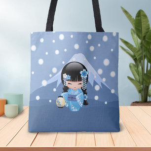 Winter Kokeshi Doll - Blue Mountain Geisha Girl Draagtas
