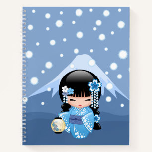 Winter Kokeshi Doll - Blue Mountain Geisha Girl Notitieboek