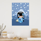 Winter Kokeshi Doll - Blue Mountain Geisha Girl Poster (Keuken)