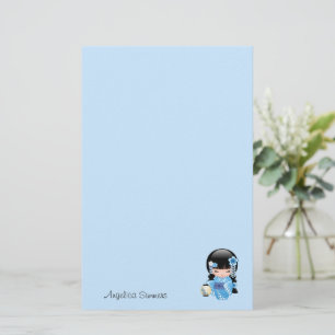 Winter Kokeshi Doll - Schattig Japans Geisha Meisj Briefpapier