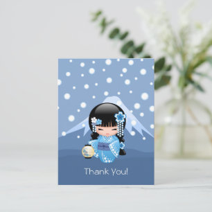 Winter Kokeshi-pop - Geisha-meisje Bedankt Briefkaart