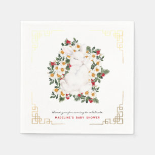 Winter Konijn Bloemen Baby Shower Servetten