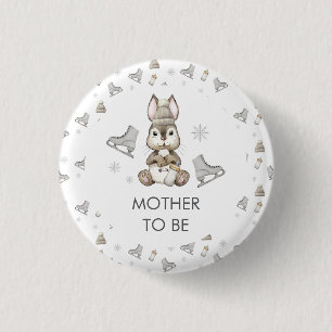 Winter Konijn IJs Schaatsen Moeder Wordt Baby Borr Ronde Button 3,2 Cm