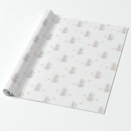 Winter Konijn met Winter Bloemen Cadeaupapier