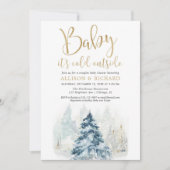 Winter koppels baby shower Baby is koud buiten Kaart (Voorkant)