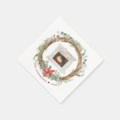Winter Krans Gezellige Open Haard Prettig Kerstfee Servet (Hoek)