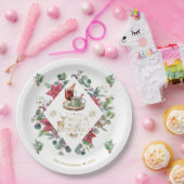 Winter Krans Script Wens je een Prettig Kerstfeest Papieren Bordje (Feest)