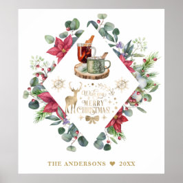 Winter Krans Script Wens je een Prettig Kerstfeest Poster