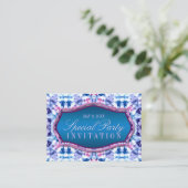 Winter Kristal Blauw+Roze Mini Uitnodigingen (Staand voorkant)