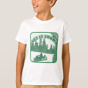 Winter laat het sneeuwen sneeuwscooter slogan t-shirt